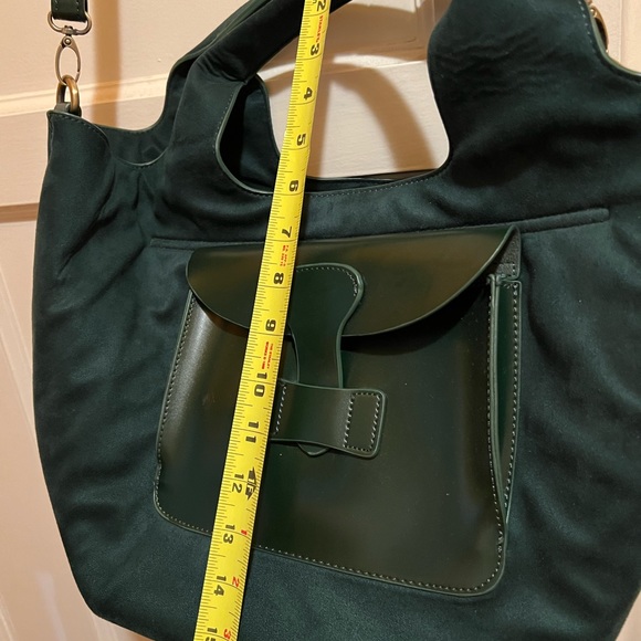 Anthropologie Suede Green Hand Bag with Shoulder Strap - Picture 5 of 7
